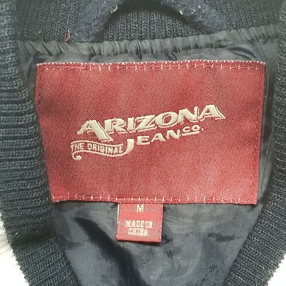Arizona Jeans Jacket Mens Medium Blue Gray Letterman Varsity Snap Wool Blend VTG - Picture 5 of 11